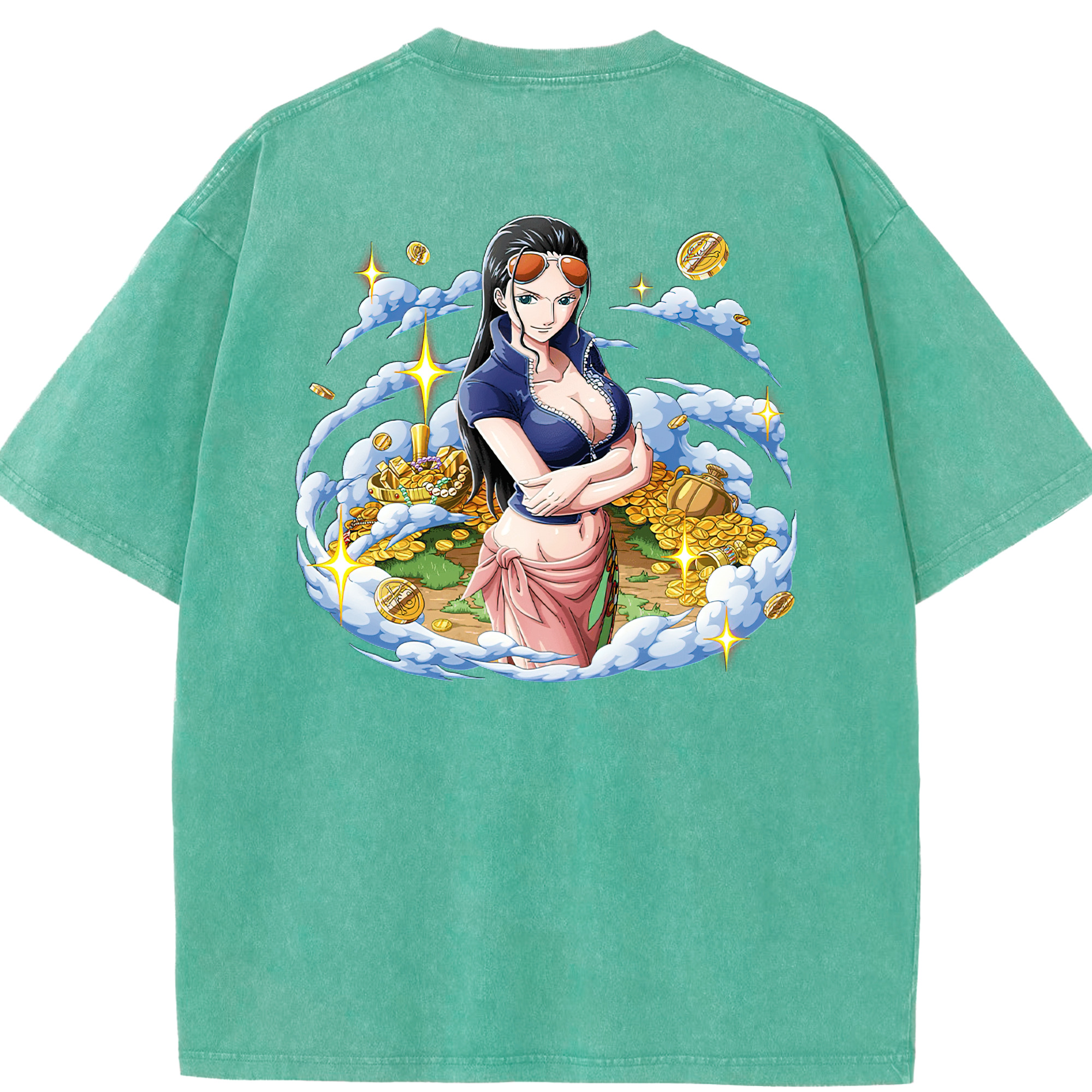 ワンピース ニコ・ロビン ONE PIECE Nico Robin 綿100% ヴィンテージ風 半袖Tシャツ（背面プリント）